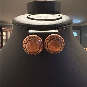 Vintage Solid Copper Clip On Earrings